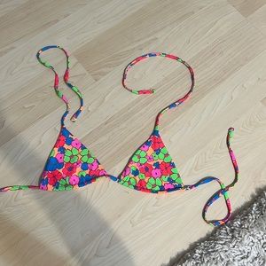 frankie’s bikinis neon floral bathing suit top